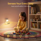 FeelAtHome Motion Sensor Night Light – 3000K Warm Light, Stepless Dimming, Dusk-to-Dawn Auto On/Off