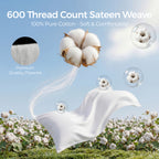 Faunna 600TC 100% Cotton Pillow Protector – OEKO-TEX Certified, Silent Zipper, Machine Washable, Multiple Sizes