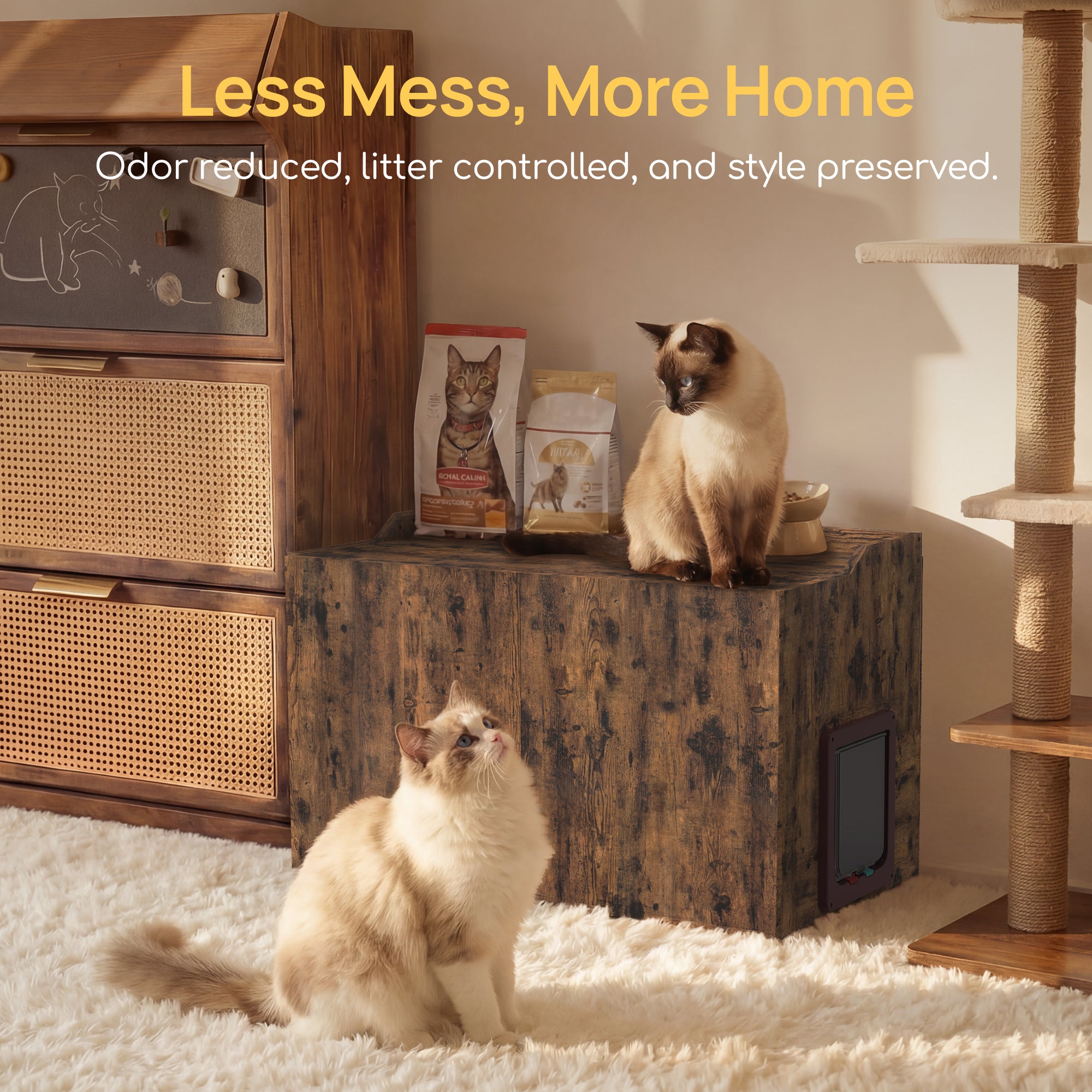 Hidden Cat Litter Box Enclosure Side Table, Waterproof Indoor Outdoor Cat Litter Box Furniture with Front Door