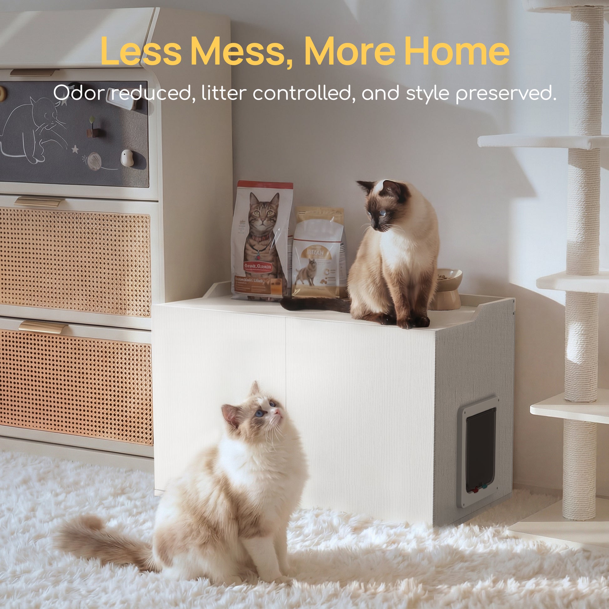 Hidden Cat Litter Box Enclosure Side Table, Waterproof Indoor Outdoor Cat Litter Box Furniture with Front Door