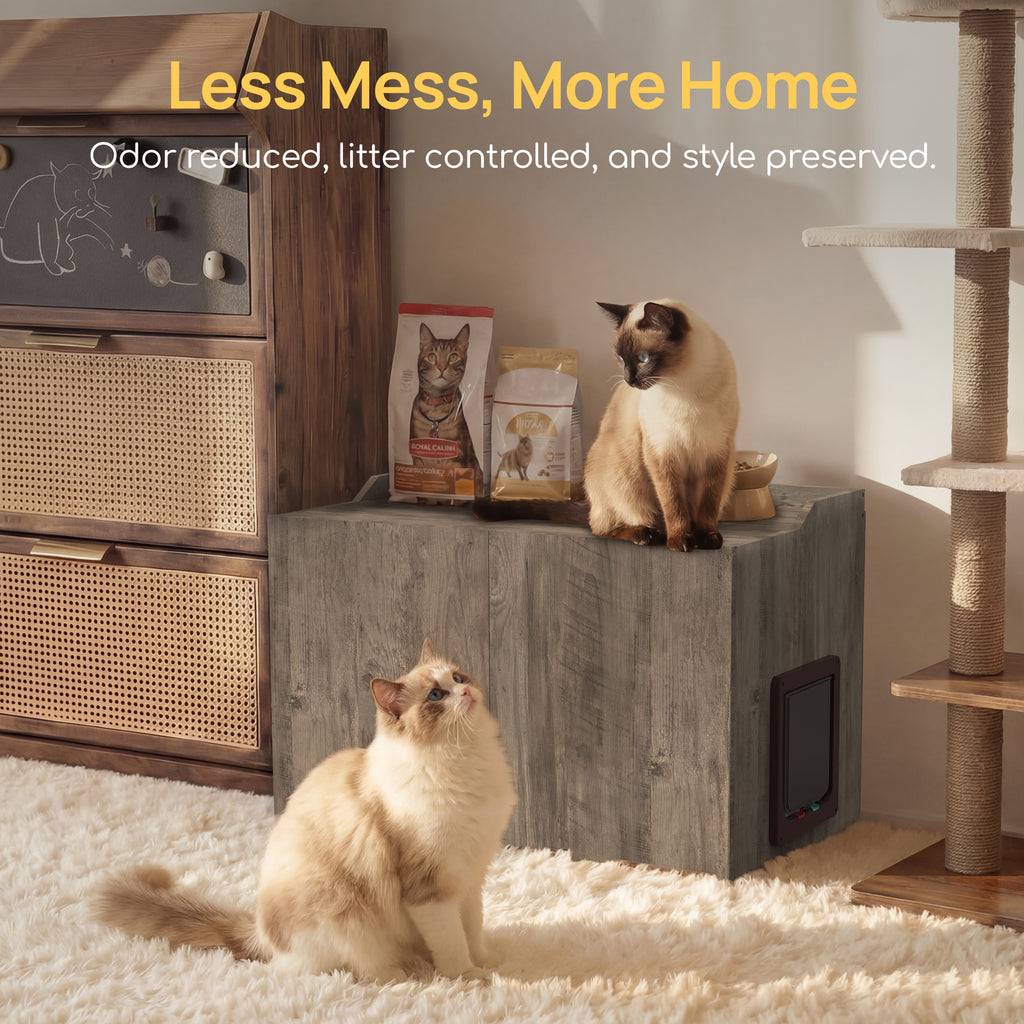 Hidden Cat Litter Box Enclosure Side Table, Waterproof Indoor Outdoor Cat Litter Box Furniture with Front Door