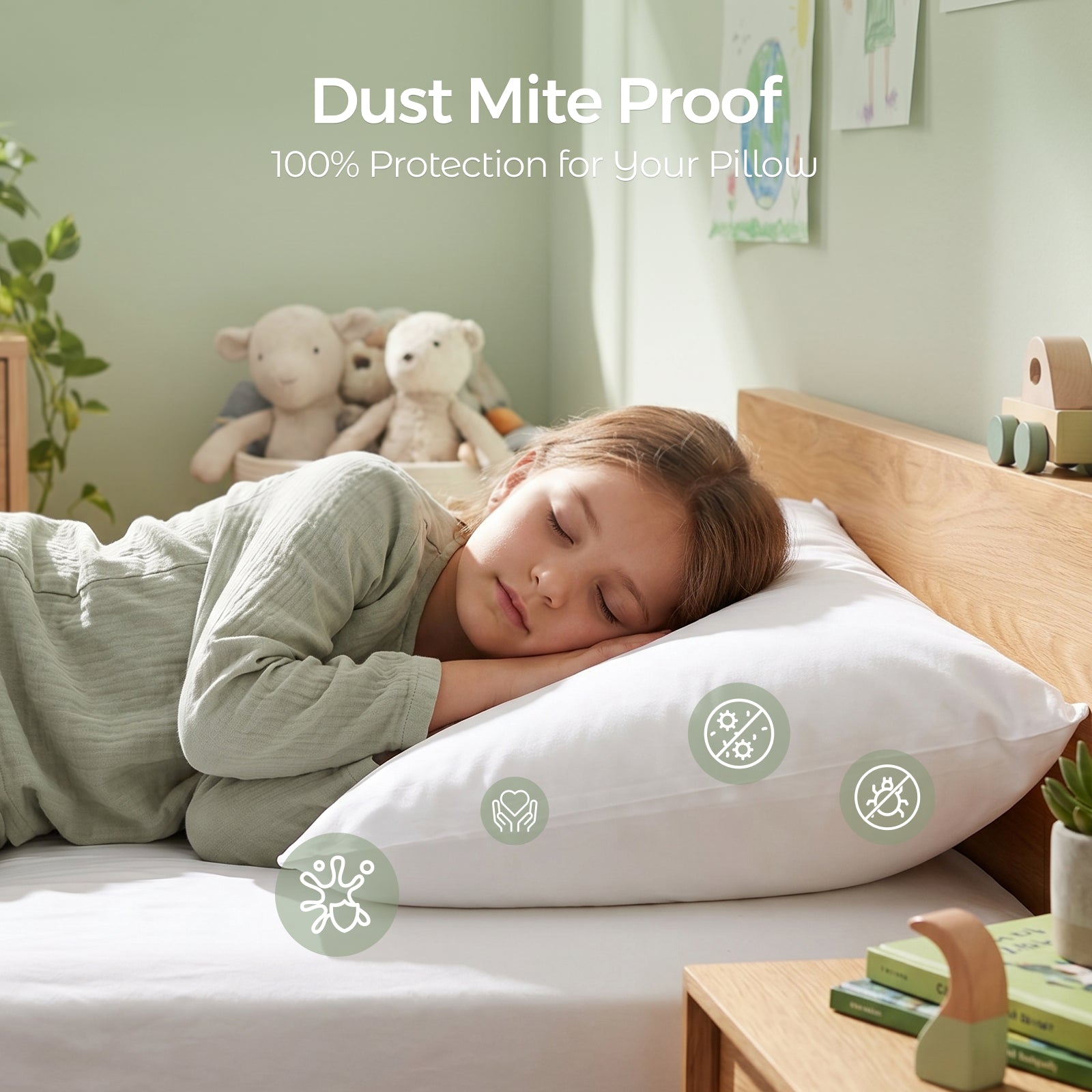FAUNNA Dust Mite Proof Pillow Protector – 600TC 100% Cotton, Microban Antimicrobial, Zippered Enclosure, OEKO-TEX