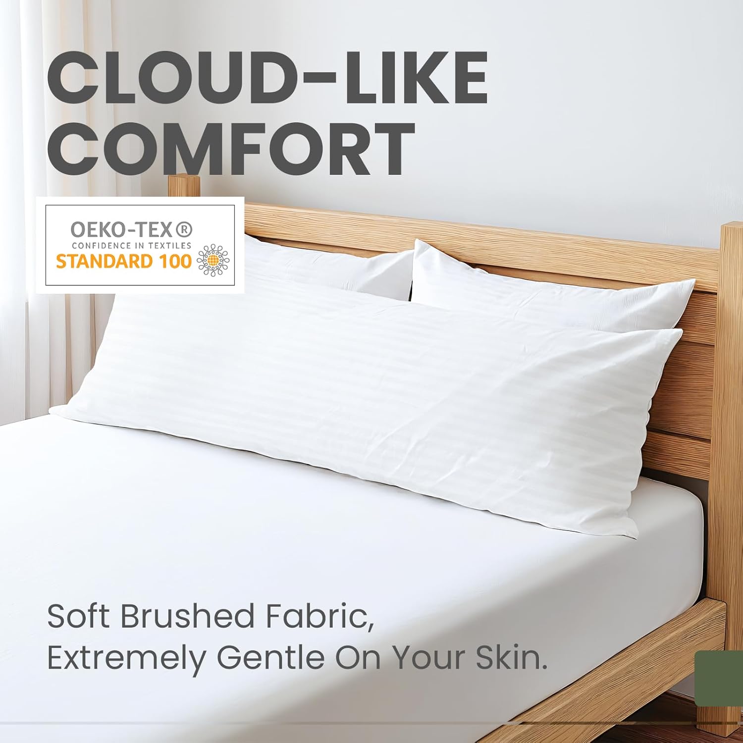 Fairpeak Pillow Protectors, Body (20x54), 2 Pack, Zippered, Oeko-TEX, Hotel-Quality, Breathable, Machine Washable