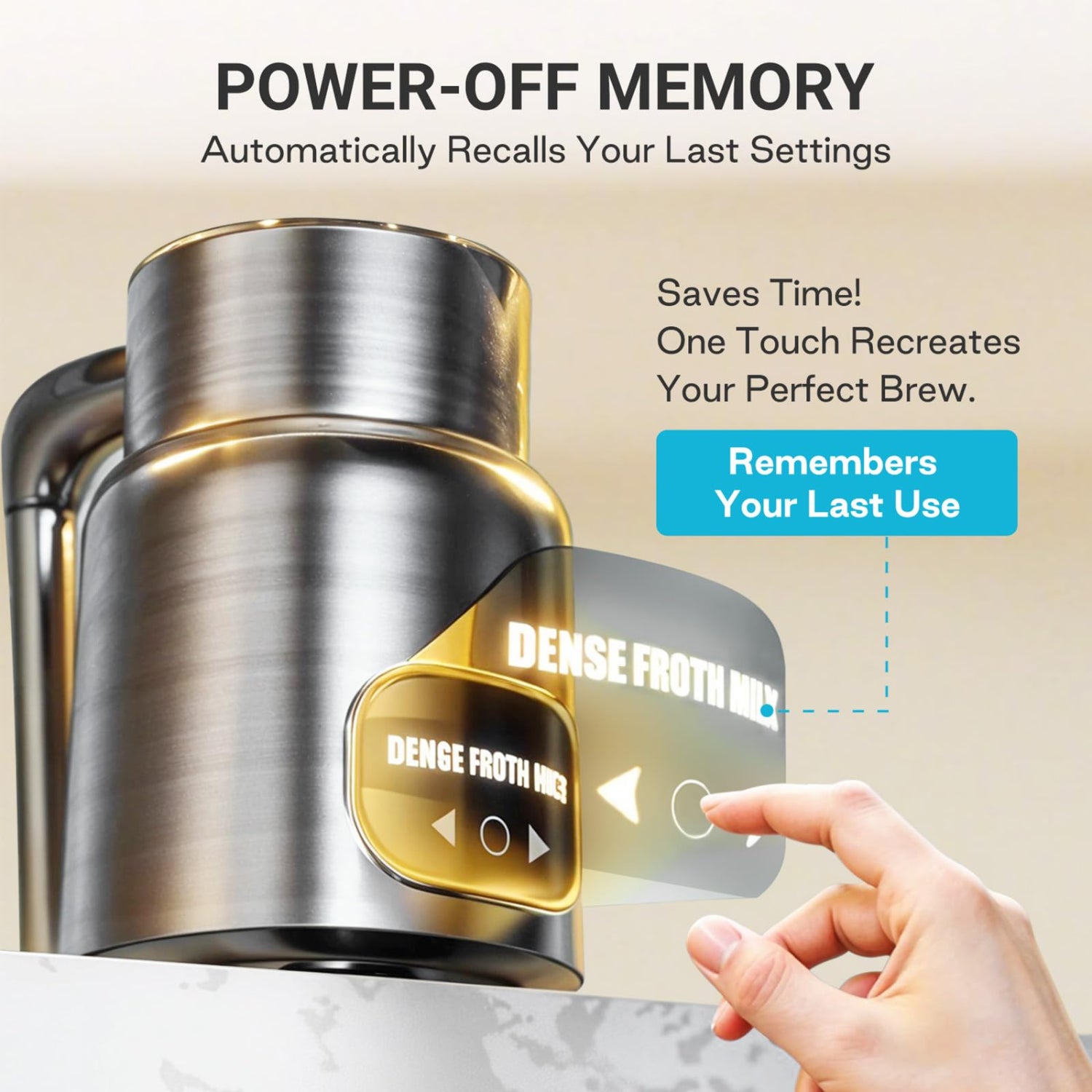 14-in-1 Milk Frother & Steamer, 21oz Detachable Cup, IH Fast Heat, Smart Memory, Dishwasher Safe