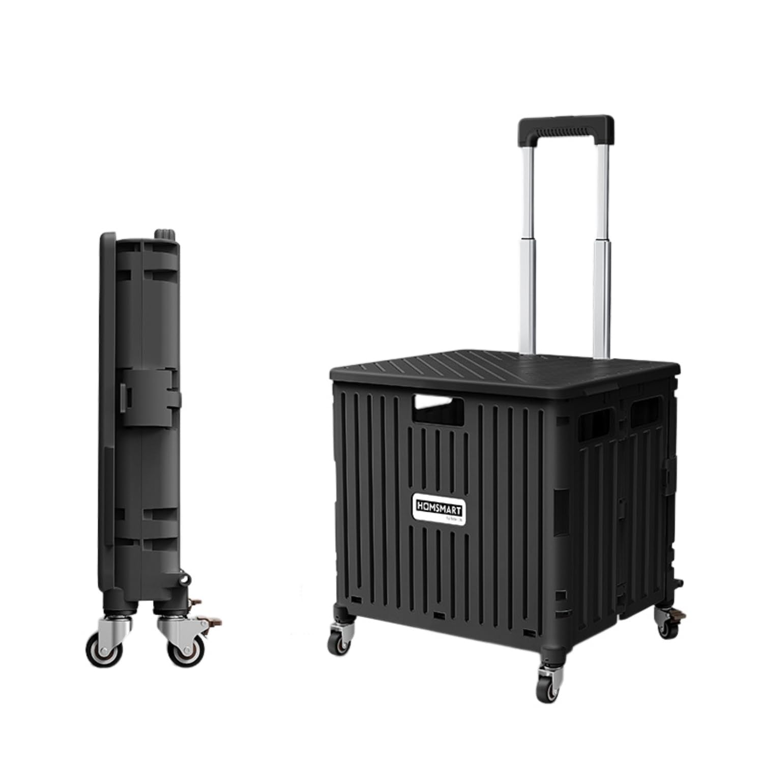 Viviendo 65L Foldable Shopping Trolley Cart Portable Grocery Basket Rolling Wheel with Top Cover