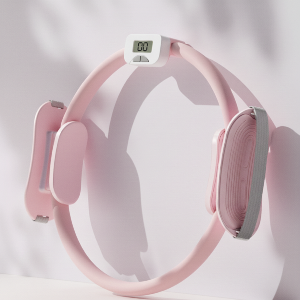 T3 Counting Pilates Ring Set with Adjustable Straps | Smart Fitness & Yoga Kit for Home Workout, Body Shaping & Core Training -  Pink