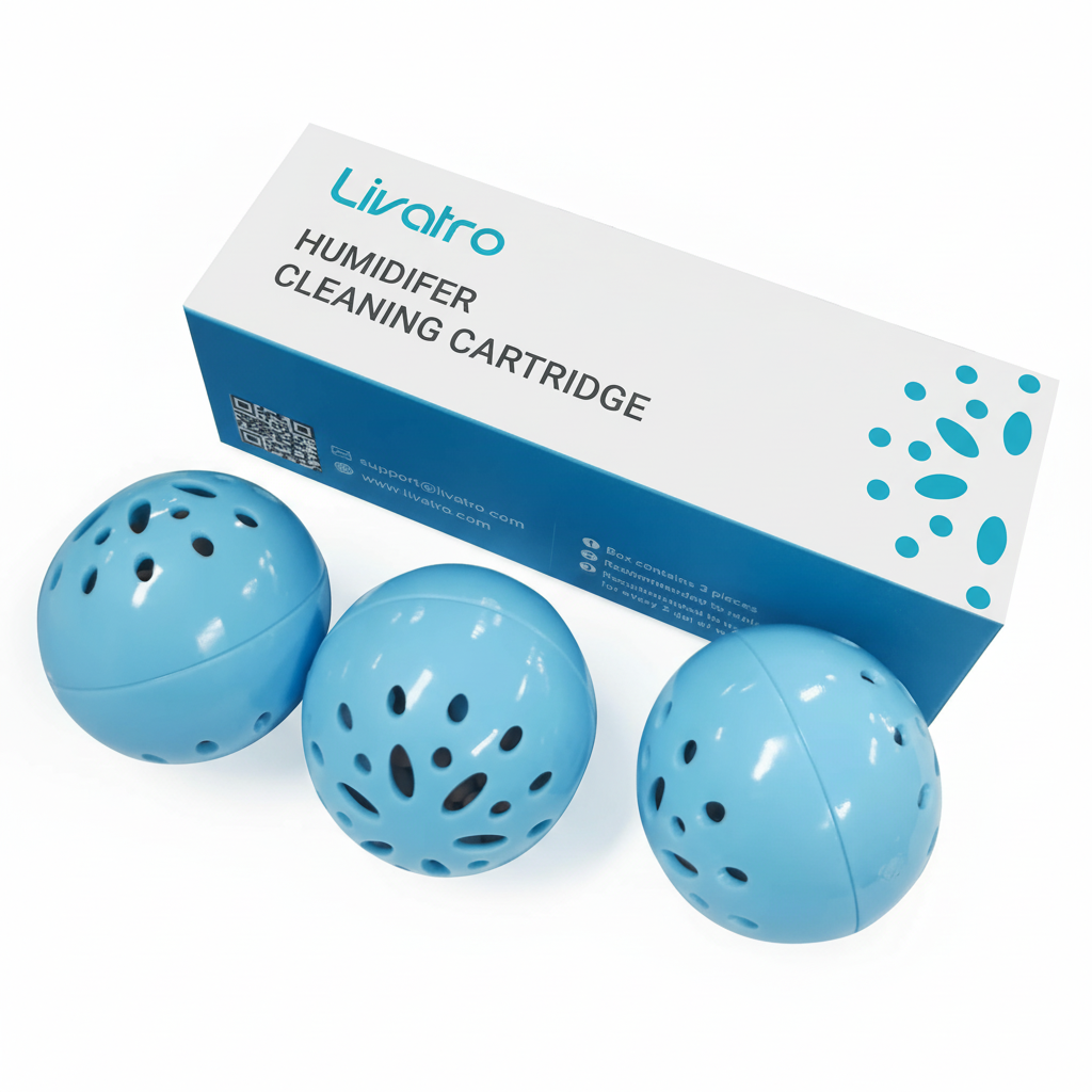 Livatro Humidifier Cleaning Ball, Cleans Mold & Bacteria, Prevents Hard Water Build-Up, Removes Odor & White Dust, For All Humidifiers & Fish Tanks