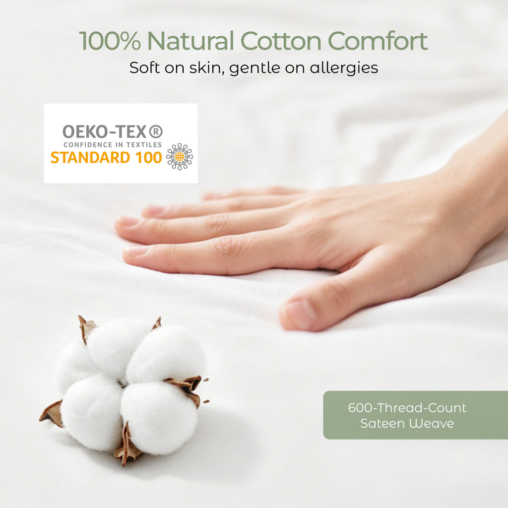 FAUNNA 100% Cotton Duvet Cover – Dust Mite Barrier (7.28μm), Microban Antimicrobial, Full Zip, OEKO-TEX