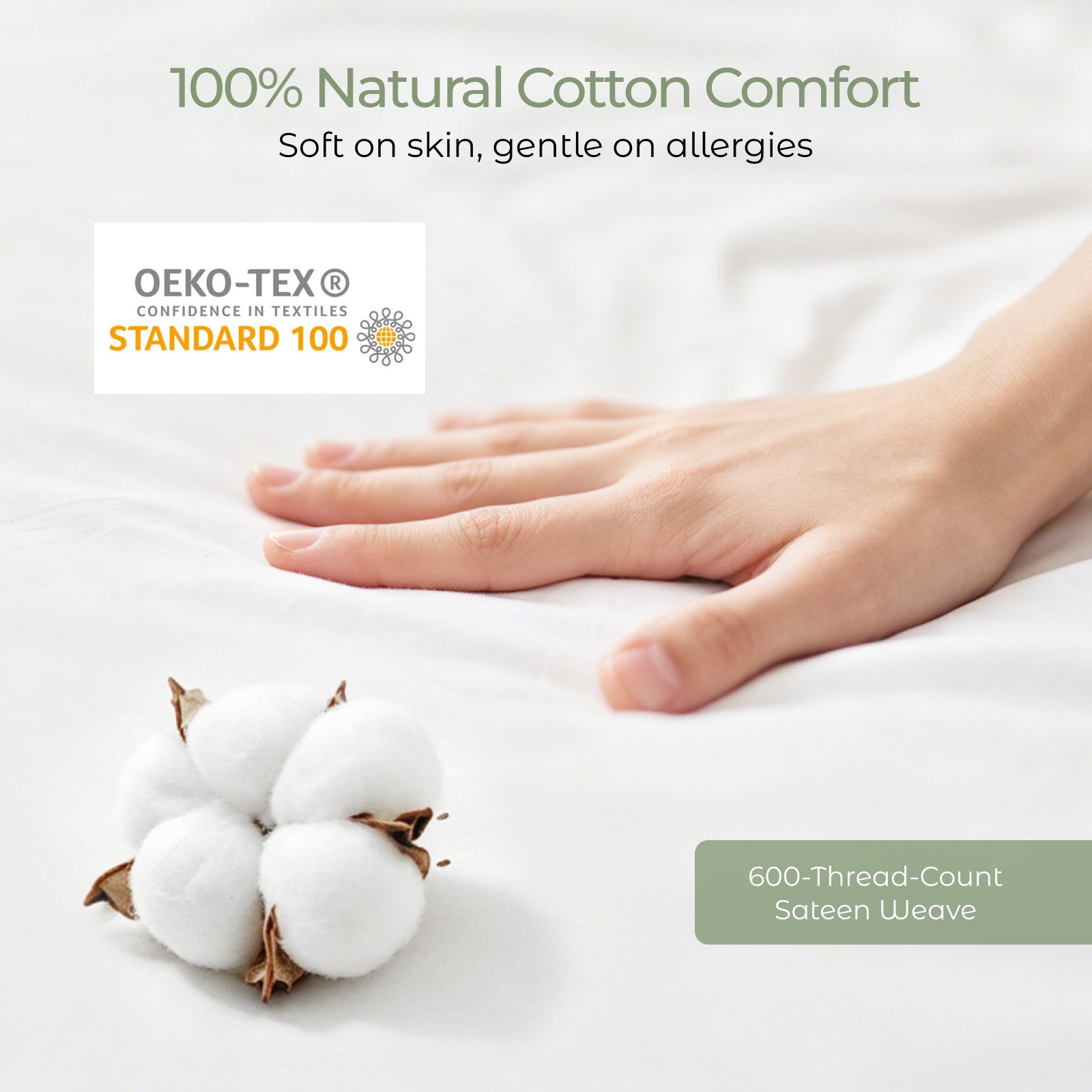 FAUNNA 100% Cotton Duvet Cover – Dust Mite Barrier (7.28μm), Microban Antimicrobial, Full Zip, OEKO-TEX