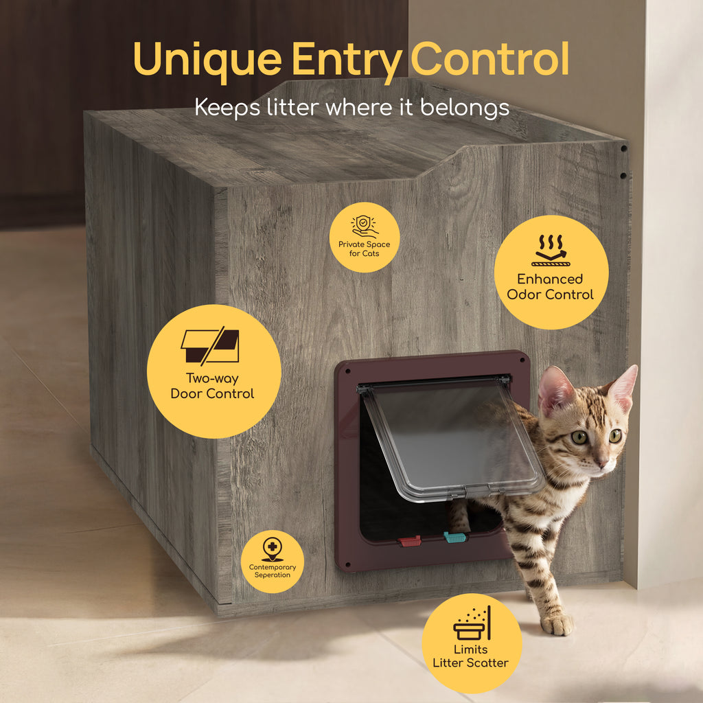 Hidden Cat Litter Box Enclosure Side Table, Waterproof Indoor Outdoor Cat Litter Box Furniture with Front Door