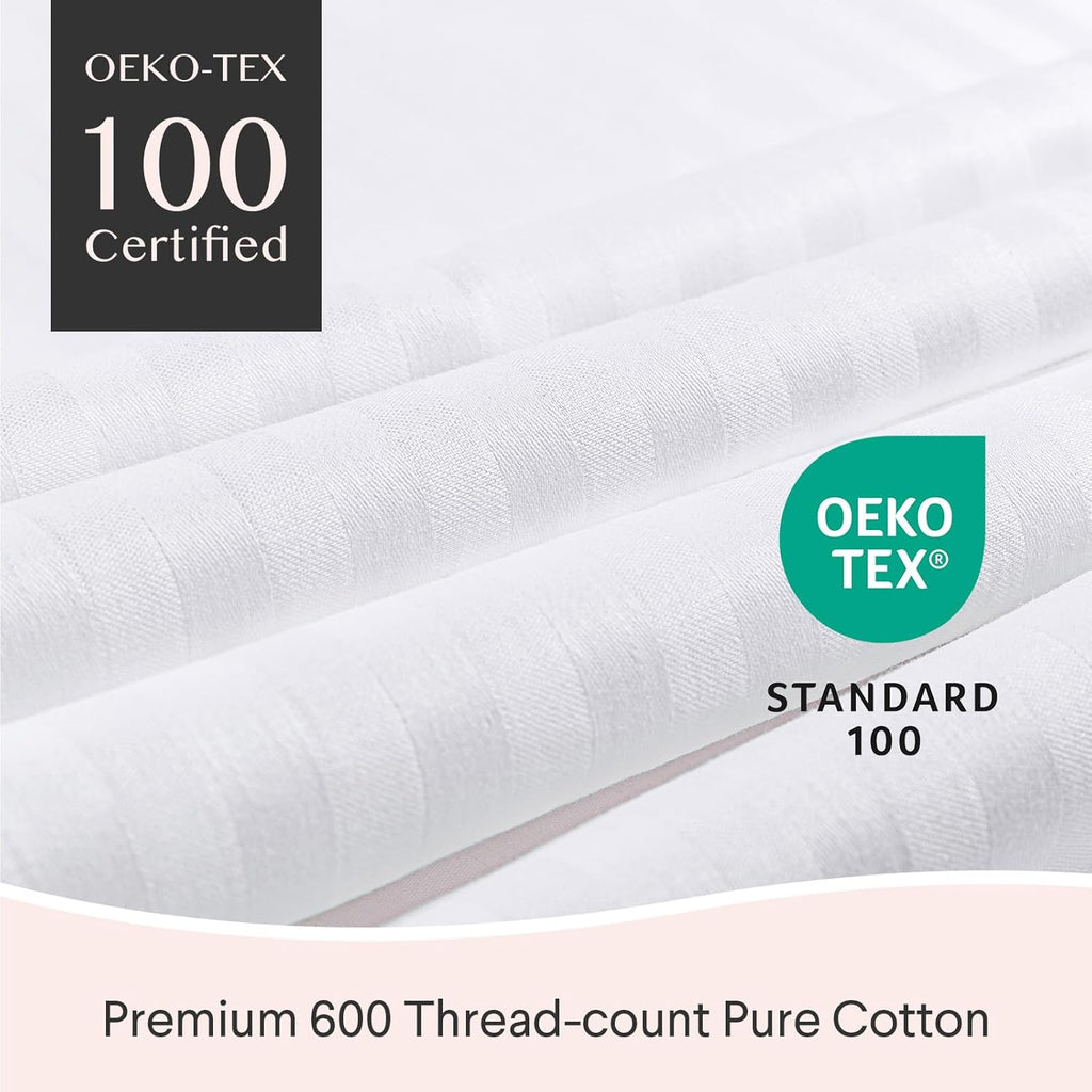 Faunna 600TC 100% Cotton Pillow Protectors, Toddler (13x18"), 2 Pack, Oeko-TEX, Silent Zipper, Hotel-Grade, White