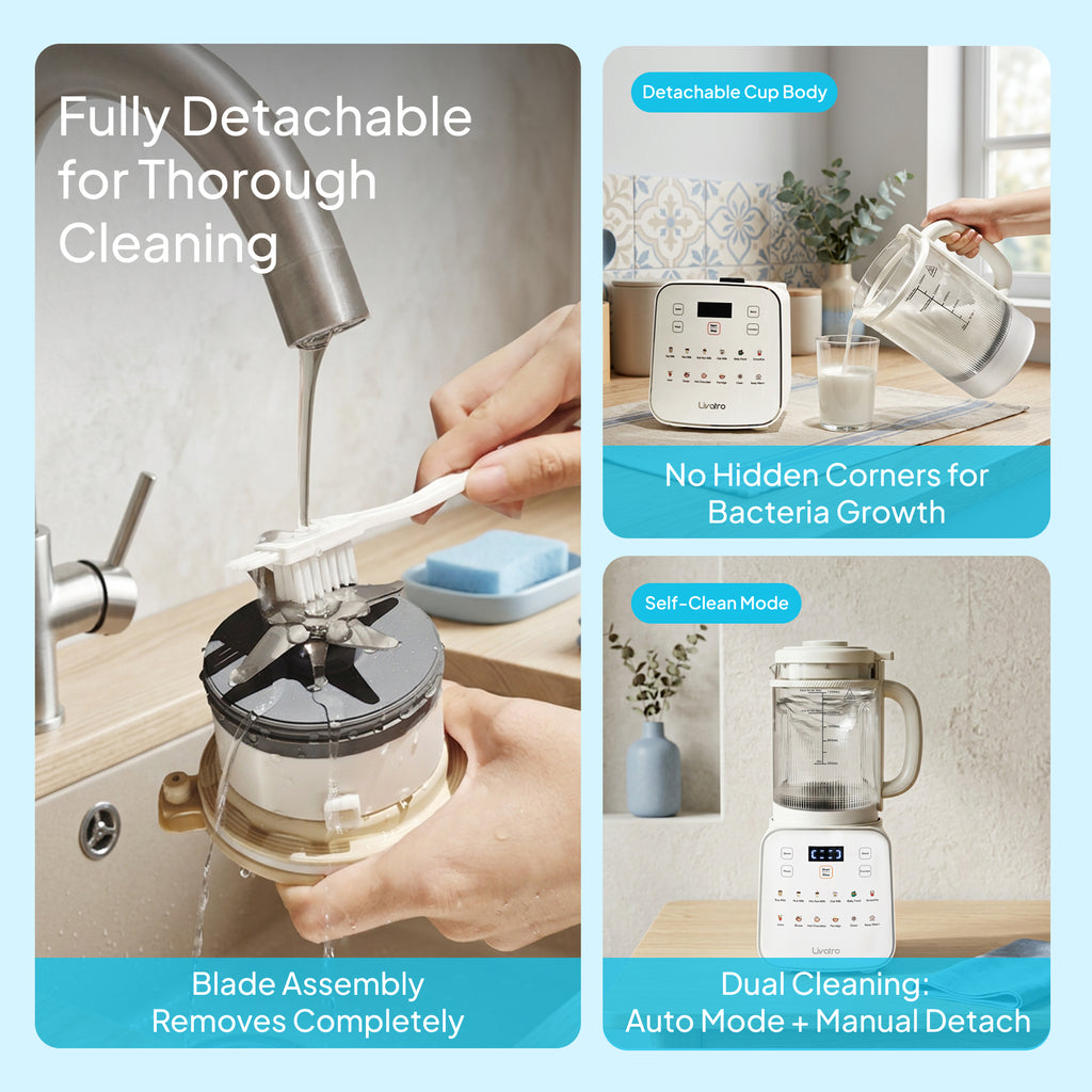 Livatro Nut Milk Maker – 50.7oz, 12-in-1 Automatic, Detachable Glass Jar, Self-Clean, 24H Delay & Keep Warm, BPA Free