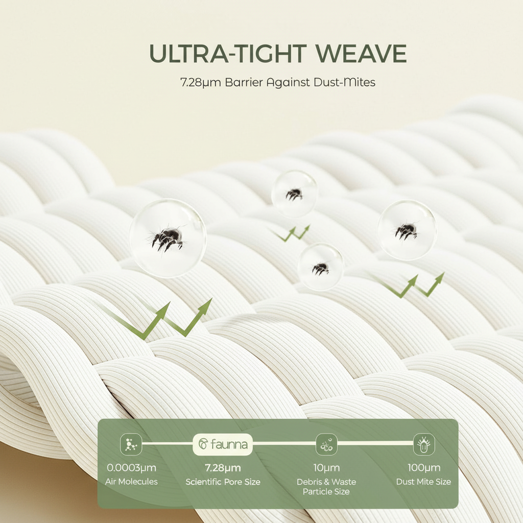 FAUNNA 100% Cotton Pillow Protectors, 600 Thread Count, Zippered, Dust Mite Resistant, Hypoallergenic