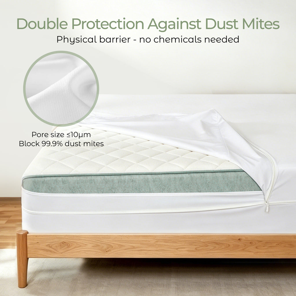 FAUNNA 6-Sided Mattress Encasement – 100% Cotton, Dust Mite & Bed Bug Proof, Microban, Silent Zipper, OEKO-TEX