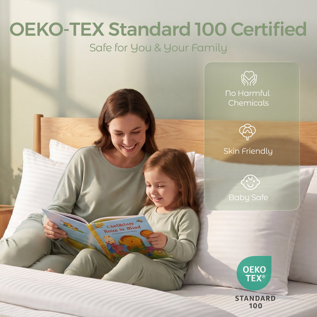 Faunna 600TC 100% Cotton Pillow Protector – OEKO-TEX Certified, Silent Zipper, Machine Washable, Multiple Sizes