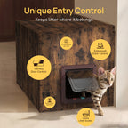 Hidden Cat Litter Box Enclosure Side Table, Waterproof Indoor Outdoor Cat Litter Box Furniture with Front Door