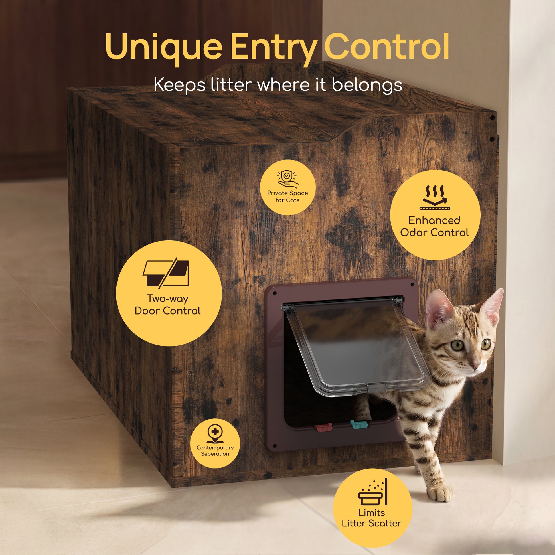 Hidden Cat Litter Box Enclosure Side Table, Waterproof Indoor Outdoor Cat Litter Box Furniture with Front Door