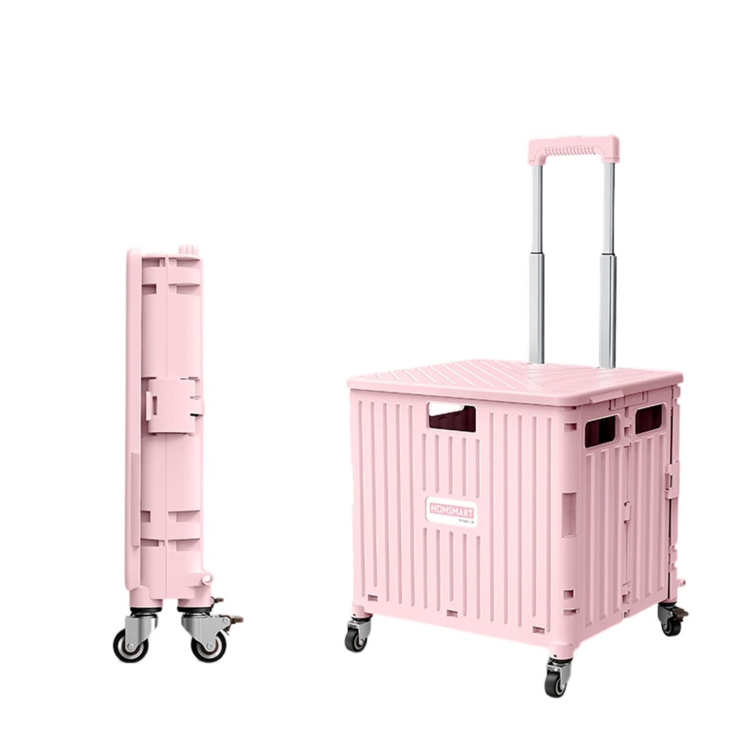 Viviendo 65L Foldable Shopping Trolley Cart Portable Grocery Basket Rolling Wheel with Top Cover