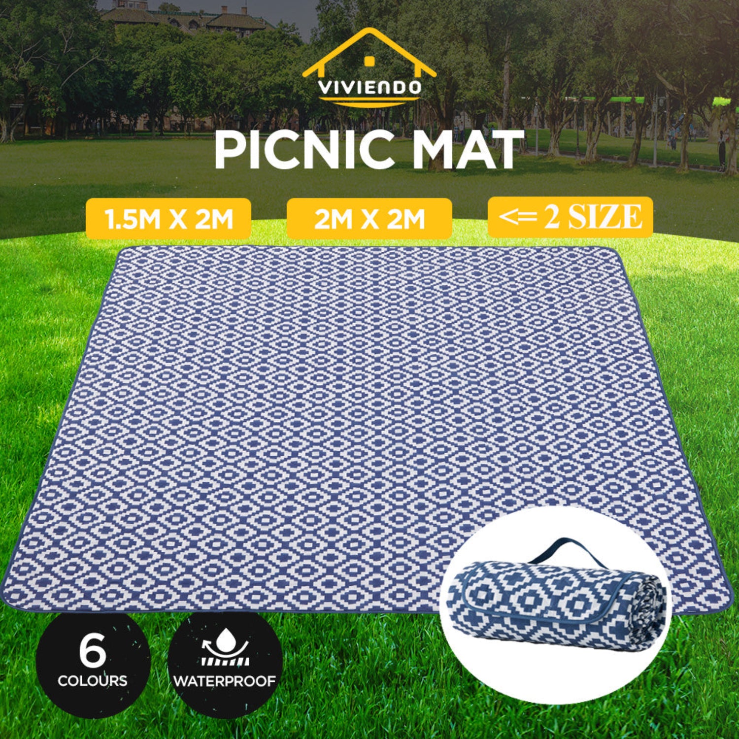 ADIVO Waterproof Outdoor Picnic Rug Blanket