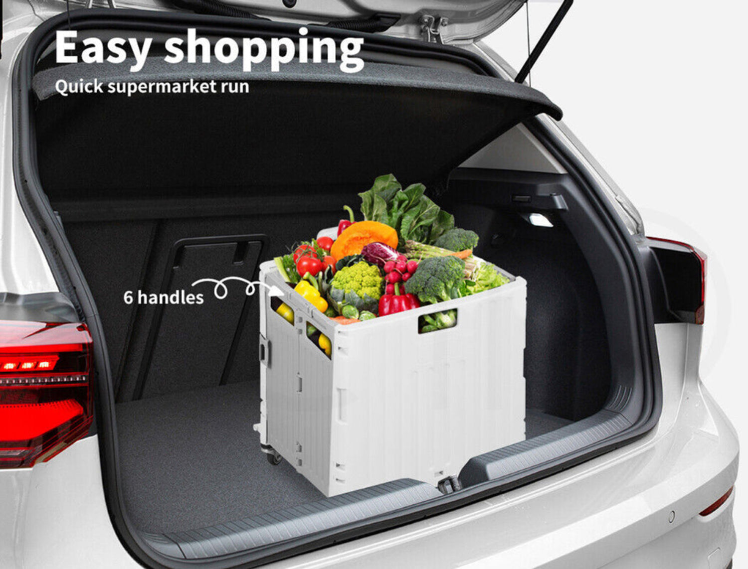 Viviendo 65L Foldable Shopping Trolley Cart Portable Grocery Basket Rolling Wheel with Top Cover