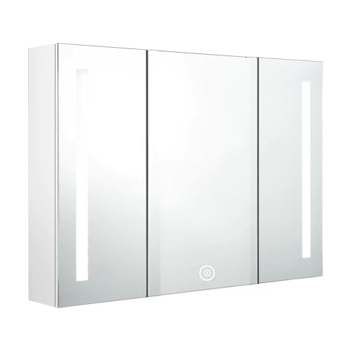 Viviendo Bathroom LED Mirror Cabinet Home Washroom Shaver Wall-Mounted Vanity Shelf Storage Unit Mirrored Cupboard