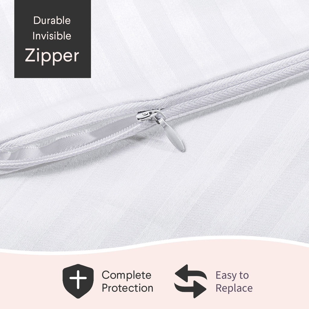 Faunna  600TC 100% Cotton Pillow Protectors, Queen (20x30"), 4 Pack, Oeko-TEX, Silent Zipper, Hotel-Grade, White