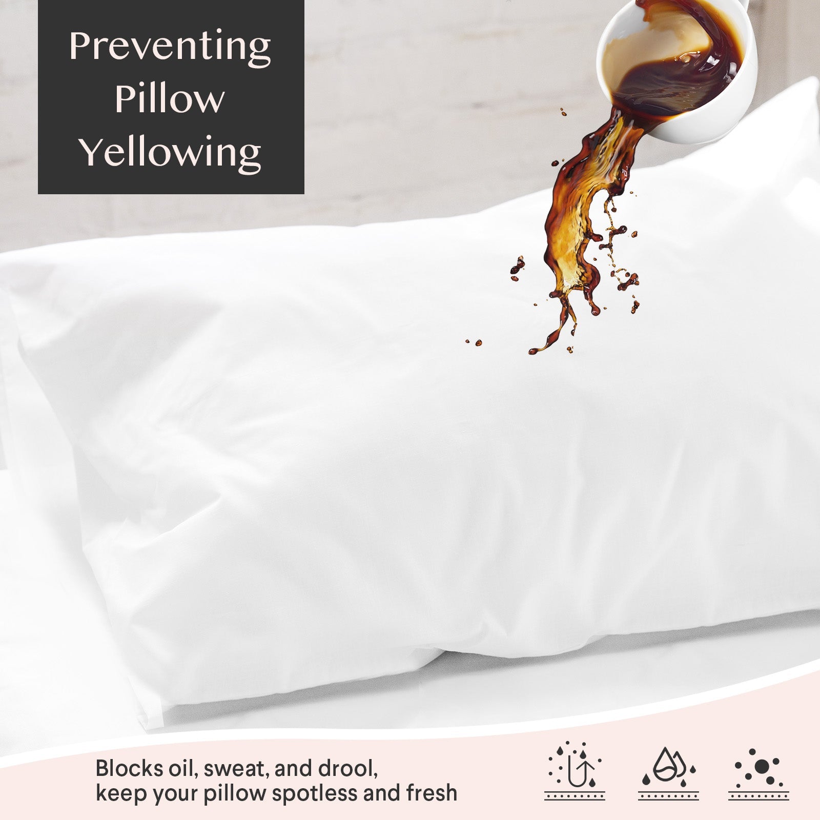 Faunna Waterproof Pillow Protector, Premium Cotton, Stain-Proof, Quiet, Breathable, White
