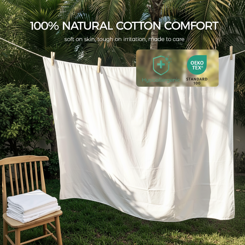 FAUNNA Cotton Mattress Encasement, Zippered, Bed Bug & Dust Mite Proof, Hypoallergenic, Noiseless