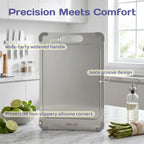 ADIVO Pure Titanium Cutting Board – Non-Porous, Easy Rinse, Double-Sided with Juice Groove & Non-Slip Corners