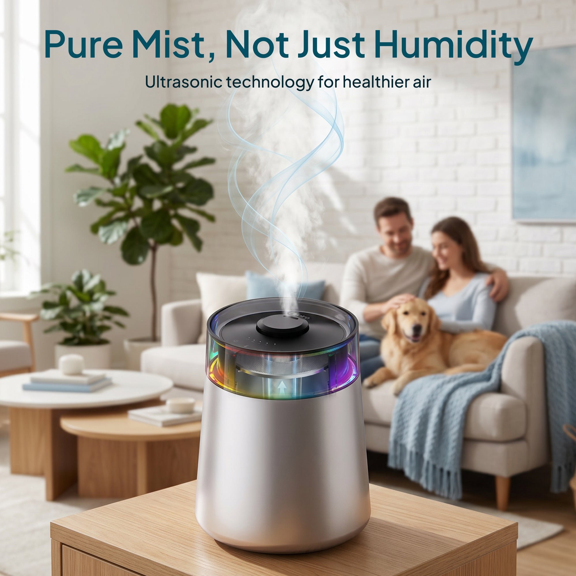 Livatro 7L Ultrasonic Cool Mist Humidifier – Top Fill, 304 Stainless Steel, 24dB Quiet, 7‑Color LED, 35H Run Time, 650 sq ft