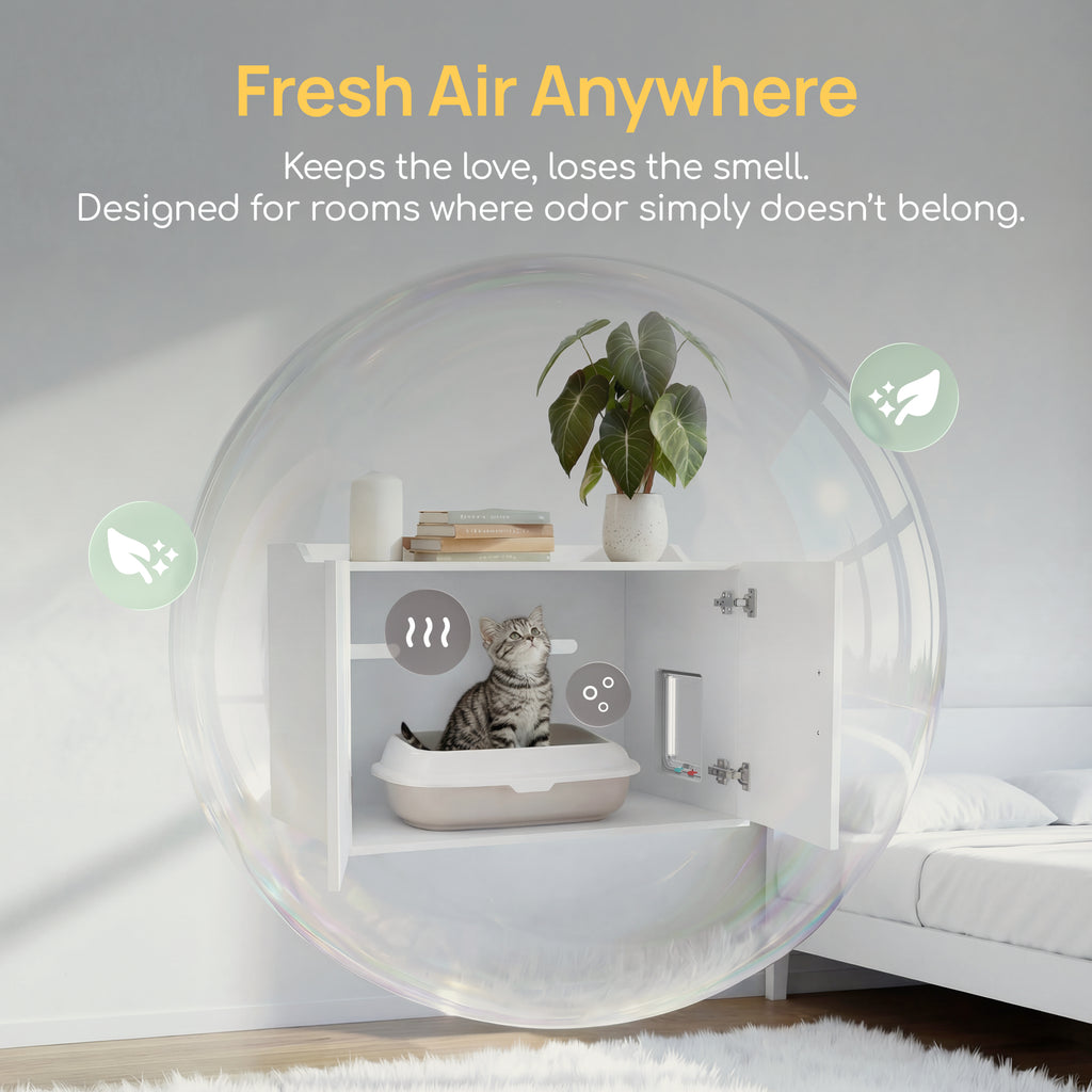 Hidden Cat Litter Box Enclosure Side Table, Waterproof Indoor Outdoor Cat Litter Box Furniture with Front Door