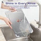 ADIVO Titanium Cutting Board, Double-Sided 100% Pure Titanium, Non-Porous Easy Clean with Juice Groove & Non-Slip Corners