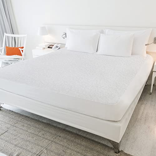 FeelAtHome Waterproof Mattress Cover Twin - 100% Cotton Terry, Soft, Breathable, Noiseless, Fitted Protector, White
