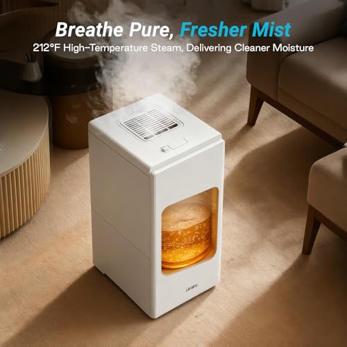 6L Stainless Steel Warm Mist Humidifier with Easy Clean, Sleep Mode & Auto-Off, Large Room Air Humidifier for Bedroom