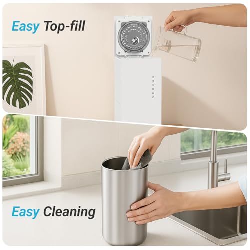 6L Stainless Steel Warm Mist Humidifier with Easy Clean, Sleep Mode & Auto-Off, Large Room Air Humidifier for Bedroom