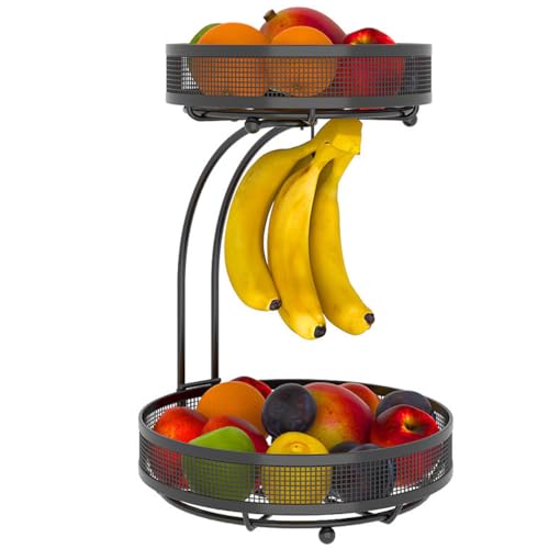 ADIVO 2 Tier Fruit Bowl Carbon Steel Kitchen Fruit and Vegetable Storage Basket