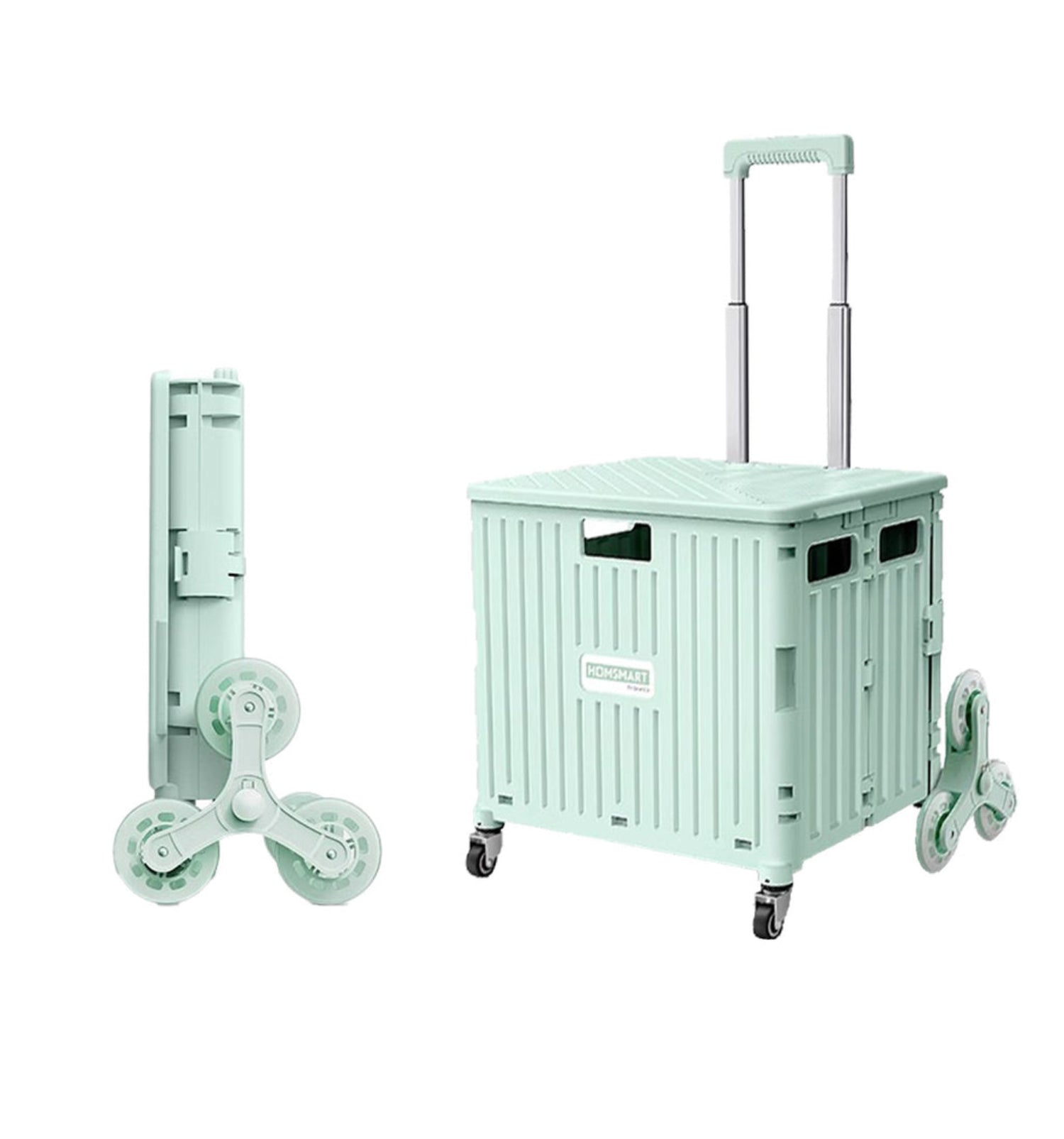 Viviendo 65L Foldable Shopping Trolley Cart Portable Grocery Basket Climbing Wheel with Top Cover