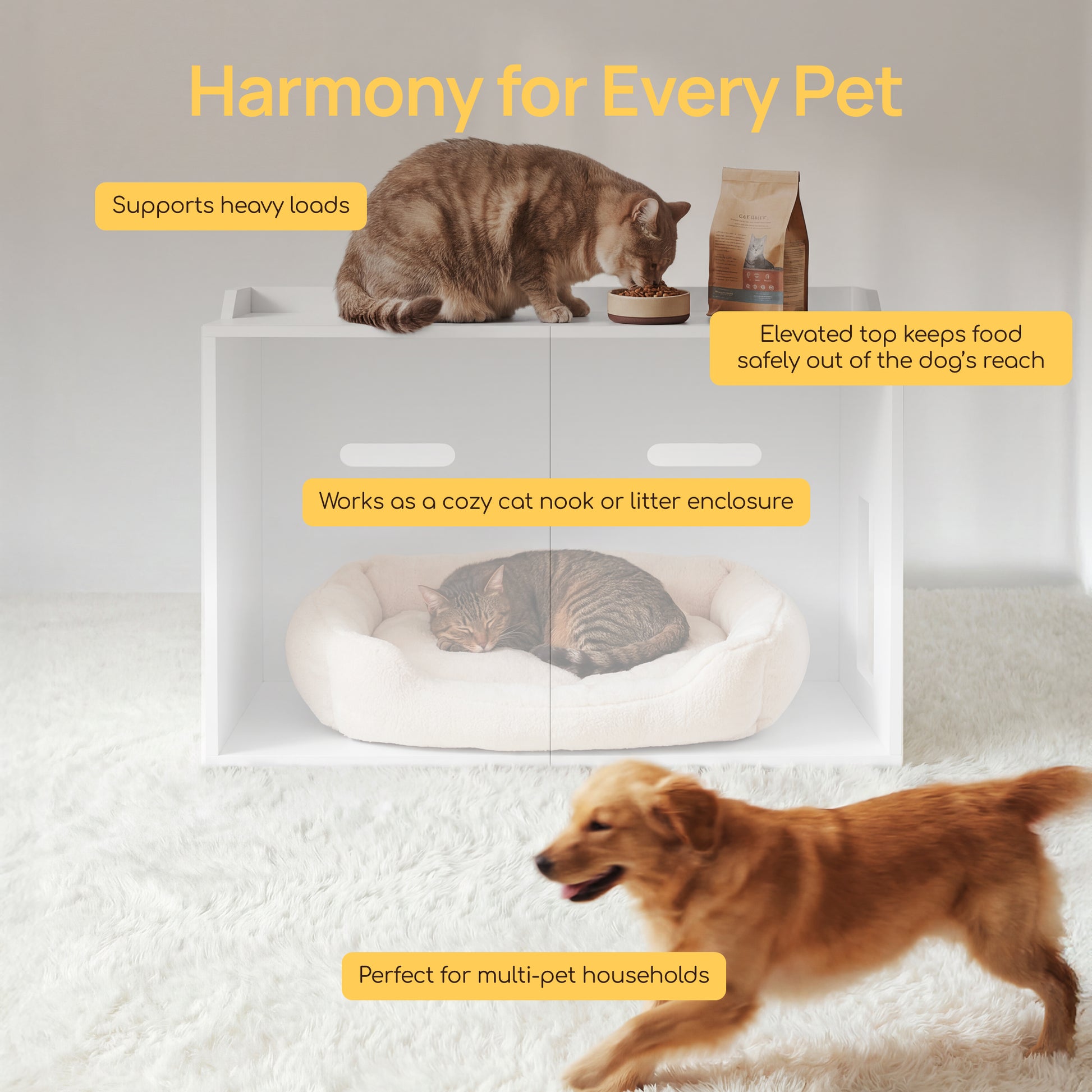 Hidden Cat Litter Box Enclosure Side Table, Waterproof Indoor Outdoor Cat Litter Box Furniture with Front Door