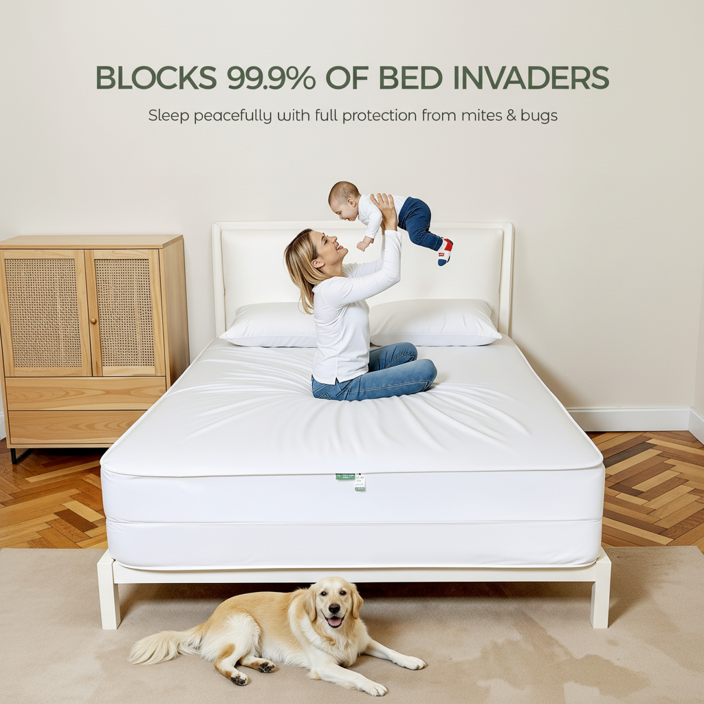 FAUNNA Cotton Mattress Encasement, Zippered, Bed Bug & Dust Mite Proof, Hypoallergenic, Noiseless (Queen 16")