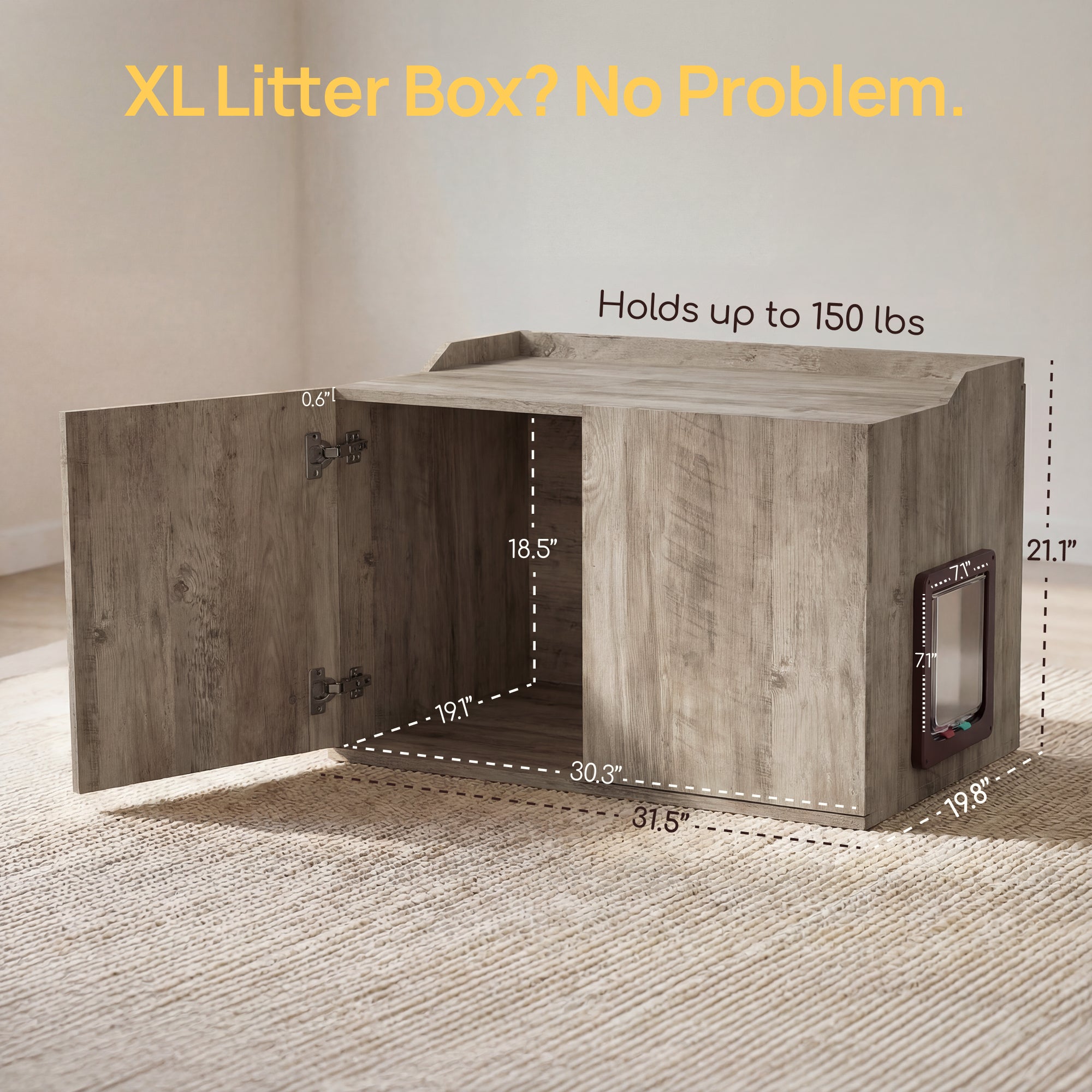Hidden Cat Litter Box Enclosure Side Table, Waterproof Indoor Outdoor Cat Litter Box Furniture with Front Door