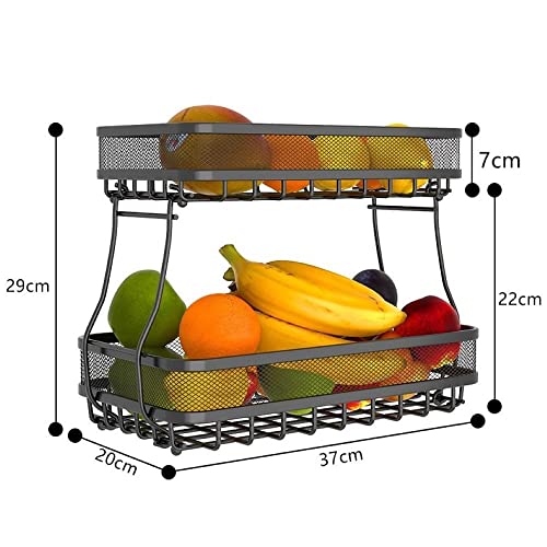 ADIVO 2 Tier Fruit Bowl Carbon Steel Kitchen Fruit and Vegetable Storage Basket