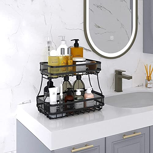 ADIVO 2 Tier Fruit Bowl Carbon Steel Kitchen Fruit and Vegetable Storage Basket