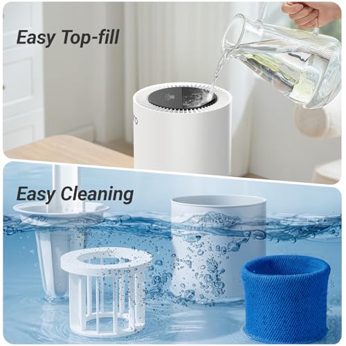 Smart Evaporative Humidifier for Whole House, 8L Top Fill Tank, Auto Drying Filter, Invisible Mist for Bedroom & Baby Sleep