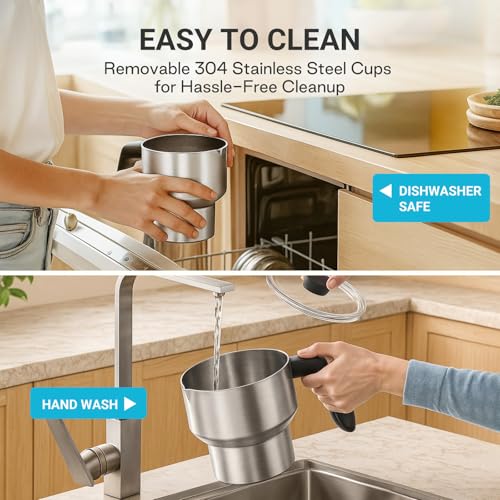 14-in-1 Electric Milk Frother with 21oz Detachable Cup, IH Fast Heating & Smart Memory, Steamer for Latte/Coffee, Dishwasher Safe