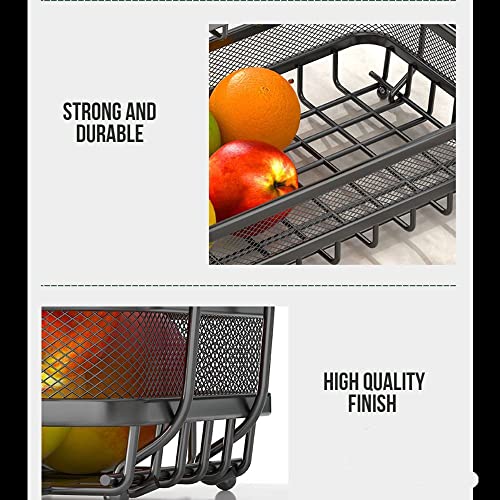 ADIVO 2 Tier Fruit Bowl Carbon Steel Kitchen Fruit and Vegetable Storage Basket