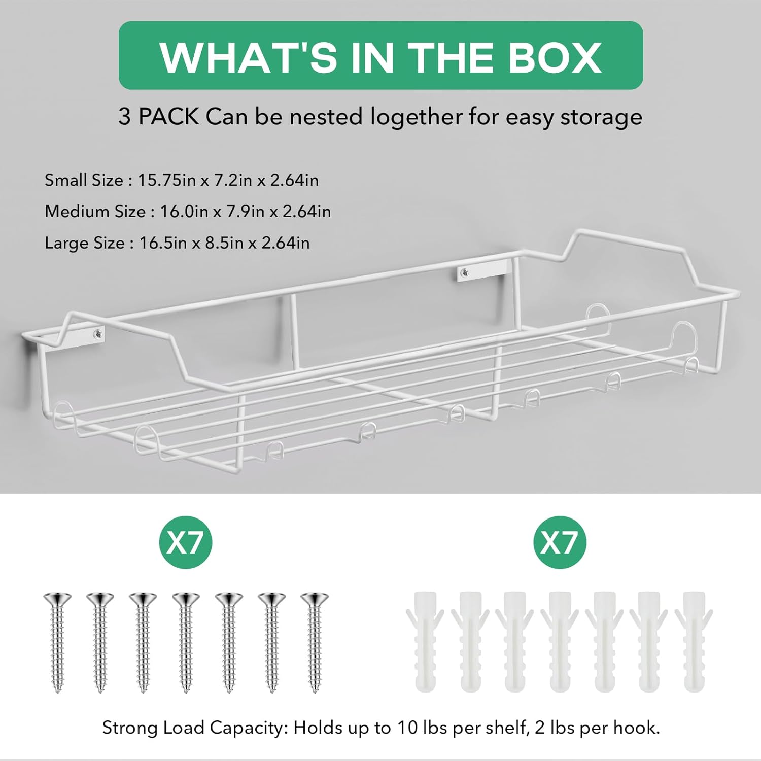 Hat Organizer Racks for Baseball Caps - Metal Hat Storage Holder Shelves for Wall Fit 20 Caps - 3 Pack, White