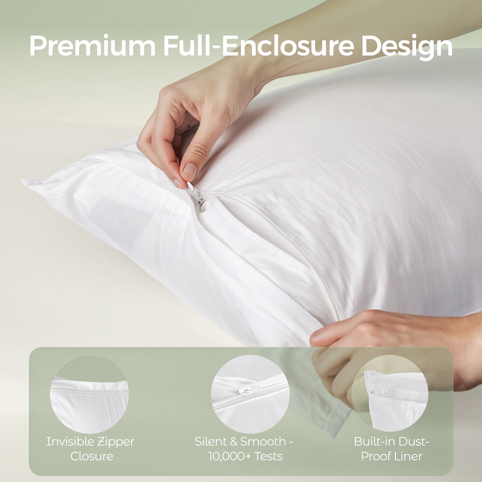 FAUNNA Dust Mite Proof Pillow Protector – 600TC 100% Cotton, Microban Antimicrobial, Zippered Enclosure, OEKO-TEX