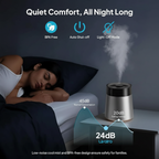 7L Ultrasonic Cool Mist Humidifier for Bedroom & Large Room, Top Fill, 24dB Quiet, 3 Mist Levels, Easy Clean, Dishwasher Safe