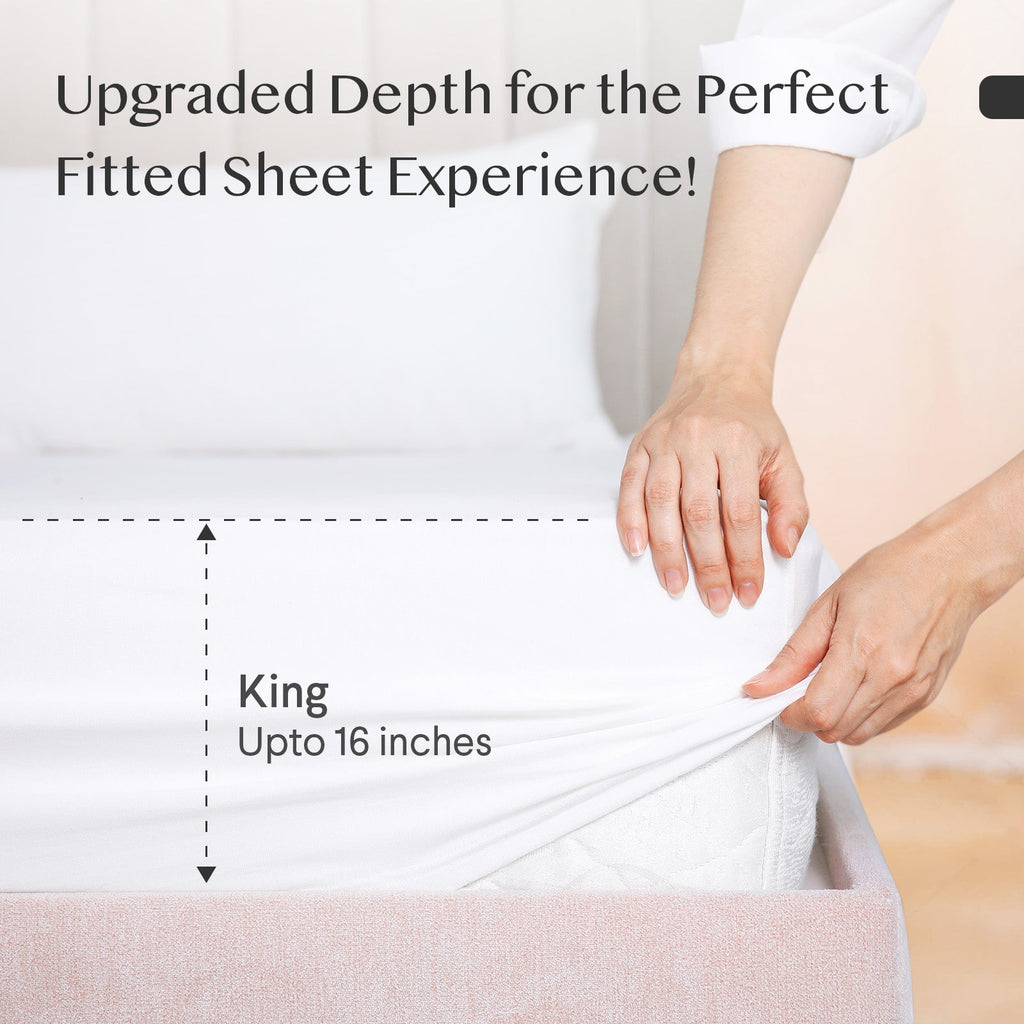Faunna 100% 800TC Cotton Fitted Sheet, Twin XL Size, Deep Pocket (Fits 17" Mattress), Soft, Breathable, White, 1 Piece