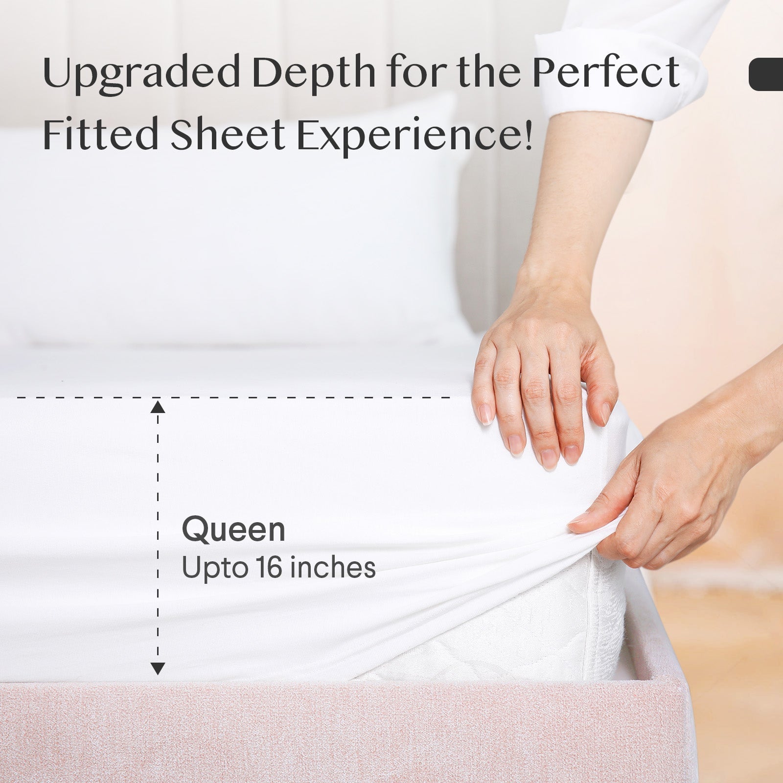 Faunna 100% 800TC Cotton Fitted Sheet, Twin Size, Deep Pocket (Fits 17" Mattress), Soft, Breathable, White, 1 Piece
